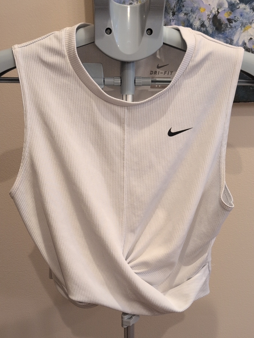 Nike White Dri-FIT Twist-Front Athletic Tank